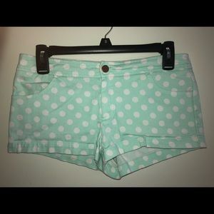 Mint blue polka dotted shorts